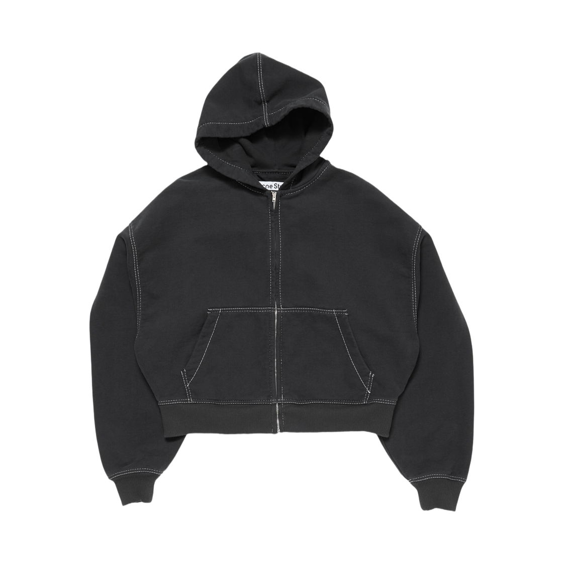 CI0208-BM0 (W) Acne Studios Hooded Zip Up Sweater Faded Black