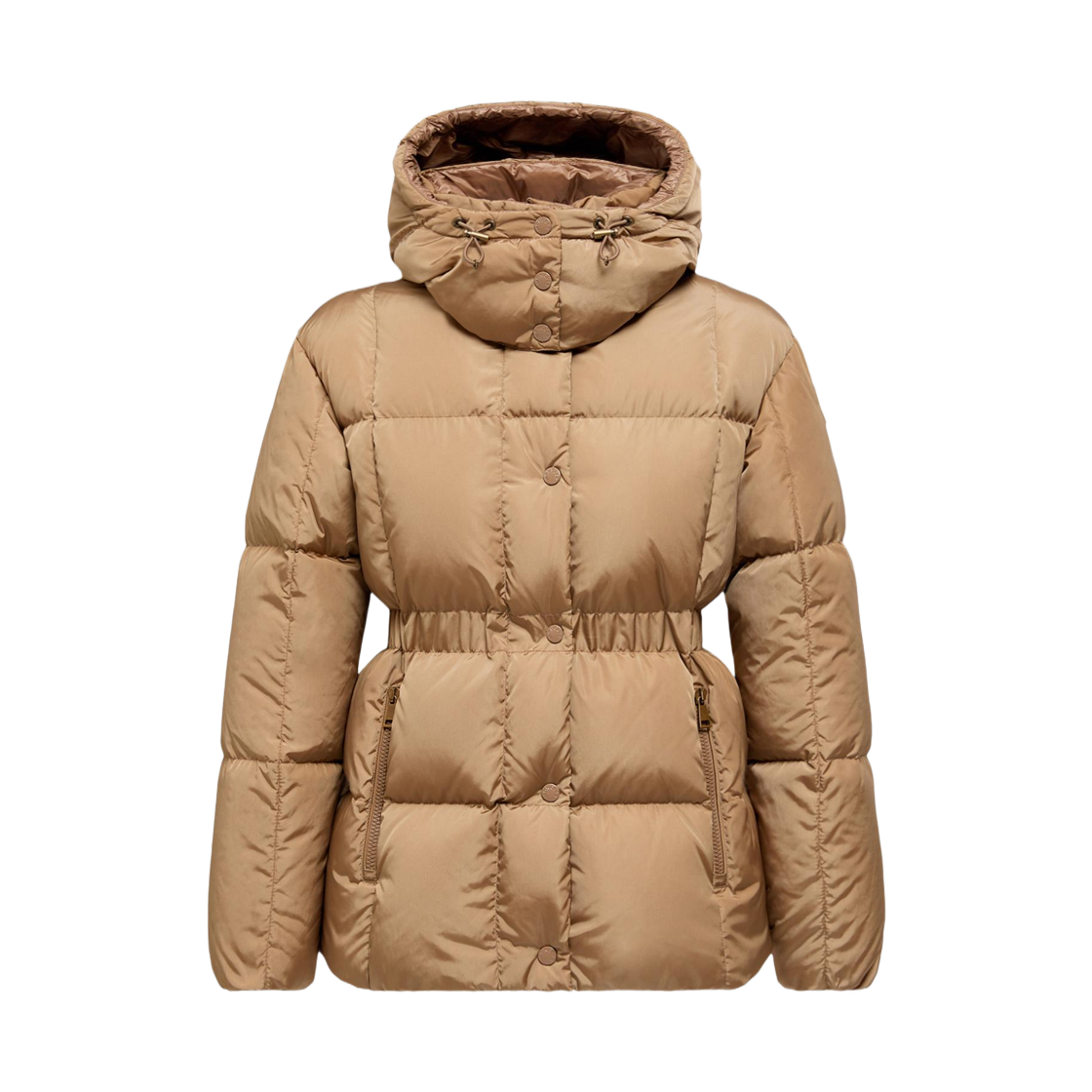 (W) 몽클레르 아그뉘 스퀘어 퀼티드 후드 쇼트 다운 자켓 베이지 - 25FW((W) Moncler Agneux Square Quilted Hooded Short Down Jacket Beige - 25FW) - 2