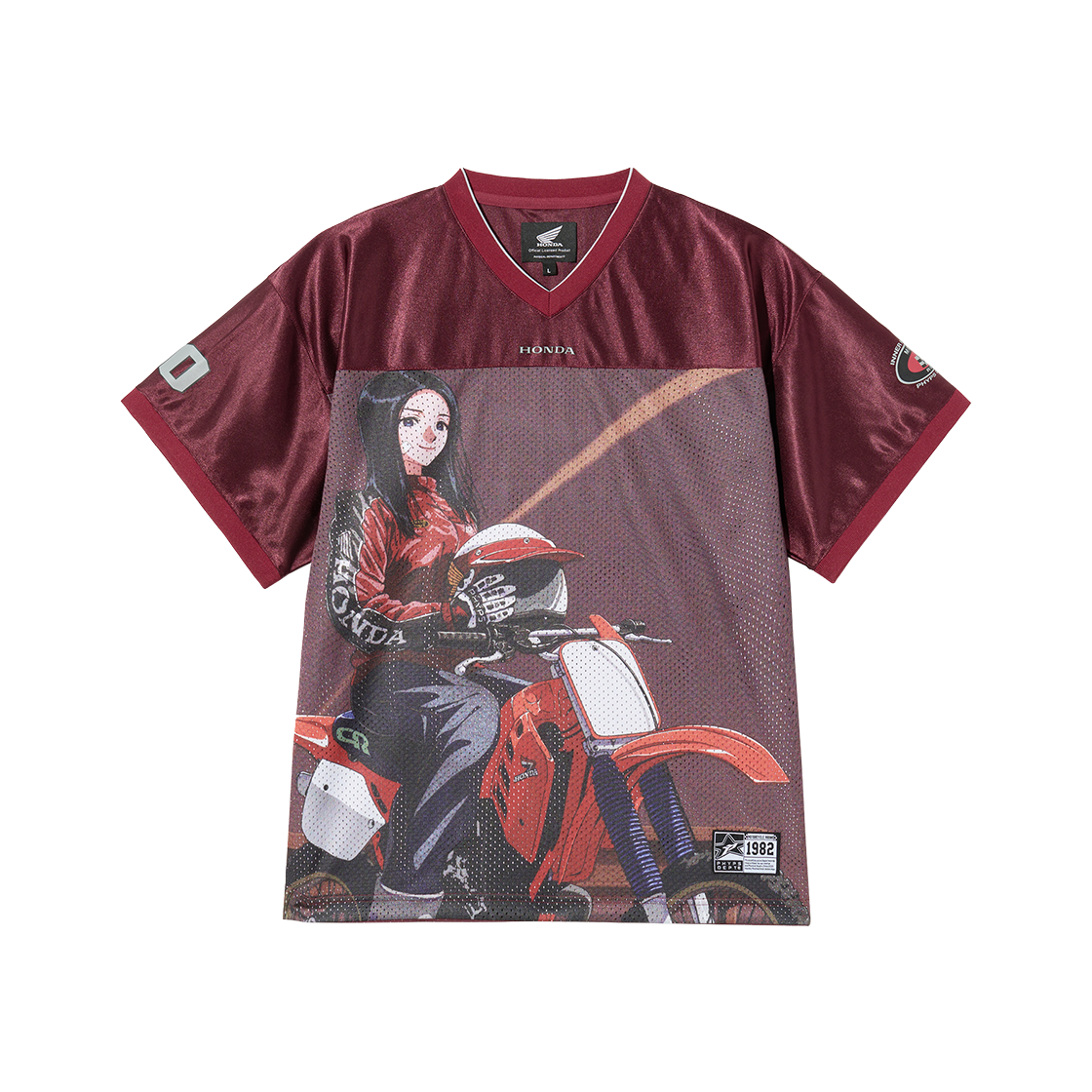 [KREAM 단독] 혼다 X 나무13 CR 250 메쉬 숏 슬리브 버건디([KREAM 단독] Honda x Tree13 CR 250 Mesh Short Sleeve Burgundy)