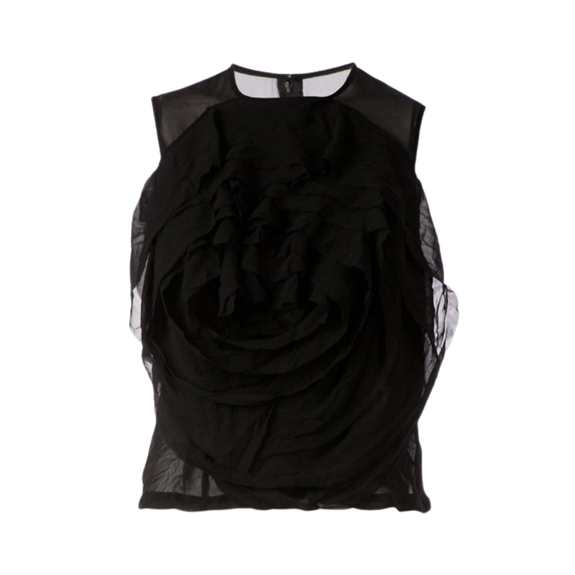 (W) 꼼데가르송 러플 슬리브리스 탑 블랙((W) Comme des Garcons Ruffled Sleeveless Top Black)