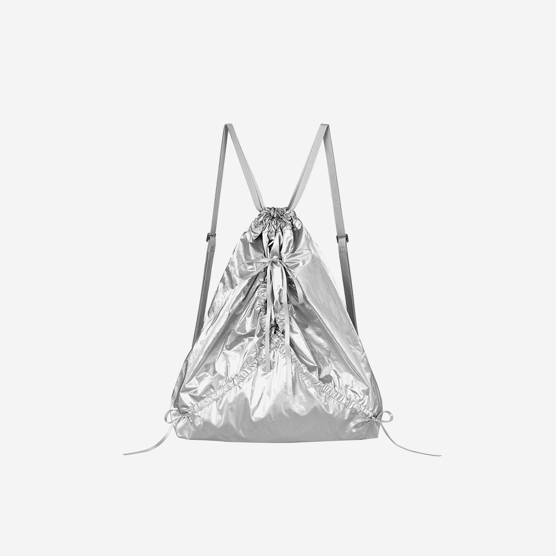페넥 리본 스트링 백 실버(Fennec Ribbon String Bag Silver)