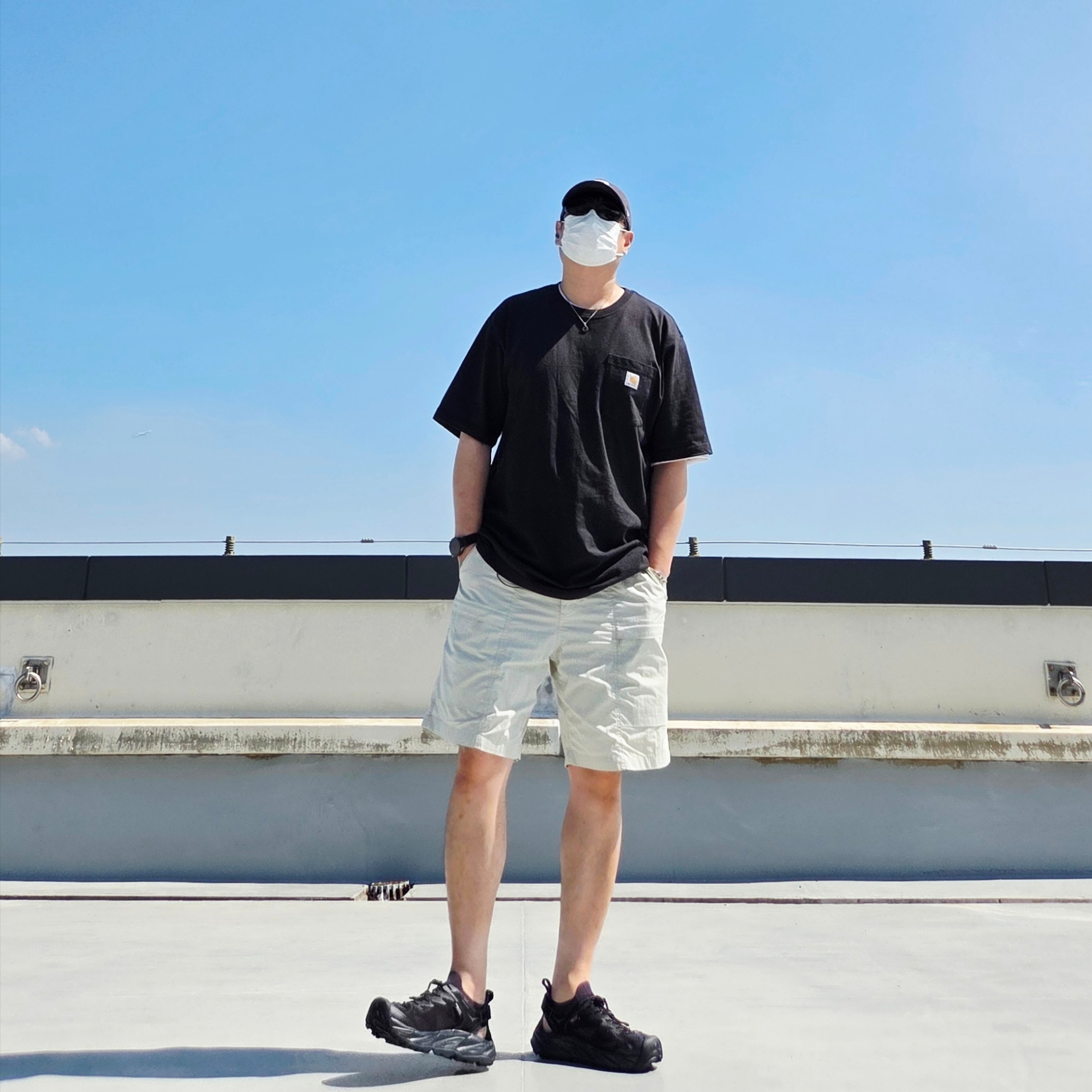 Oakley Eye Jacket Redux Matte Black Frame Prizm Grey Lenses High Bridge Fit, Oakley Remix Dad Hat Blackout 착용 스타일 - 3