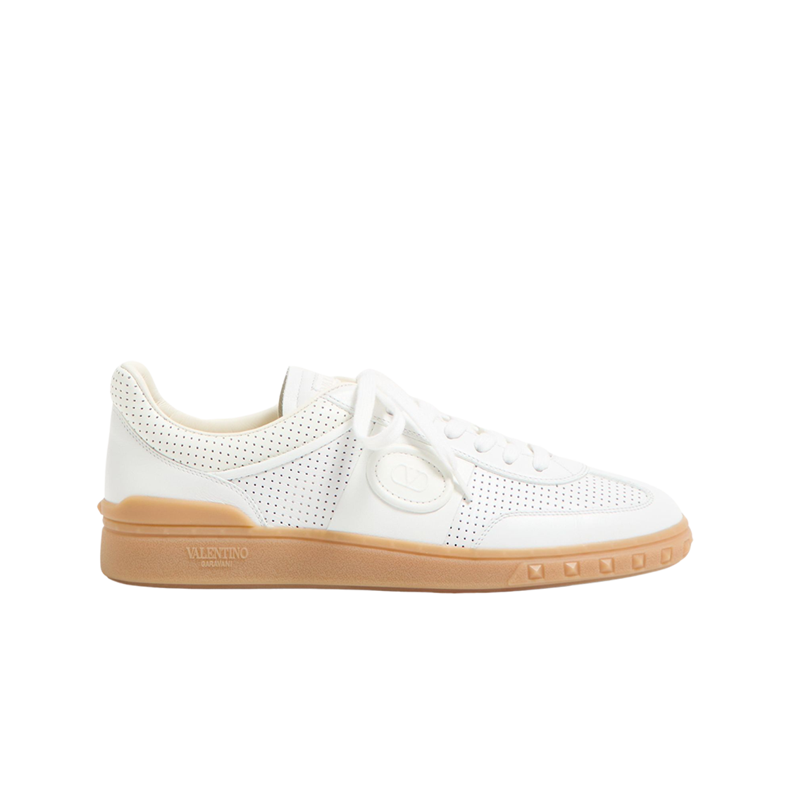 S0H77TFT0BO Valentino Upvillage Low-Top Sneakers in Perforated Nappa Leather White