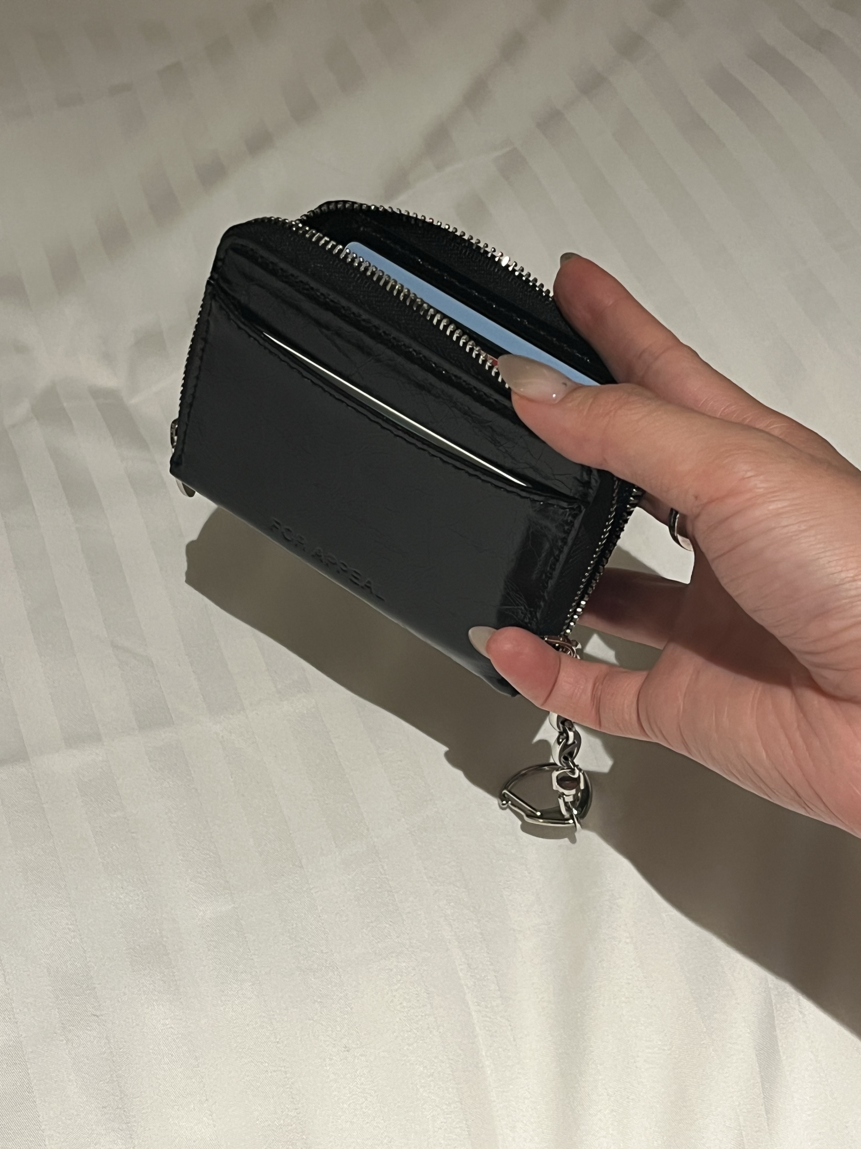 For Appeal Stud Zipper Card Wallet Black 착용 스타일 - 3
