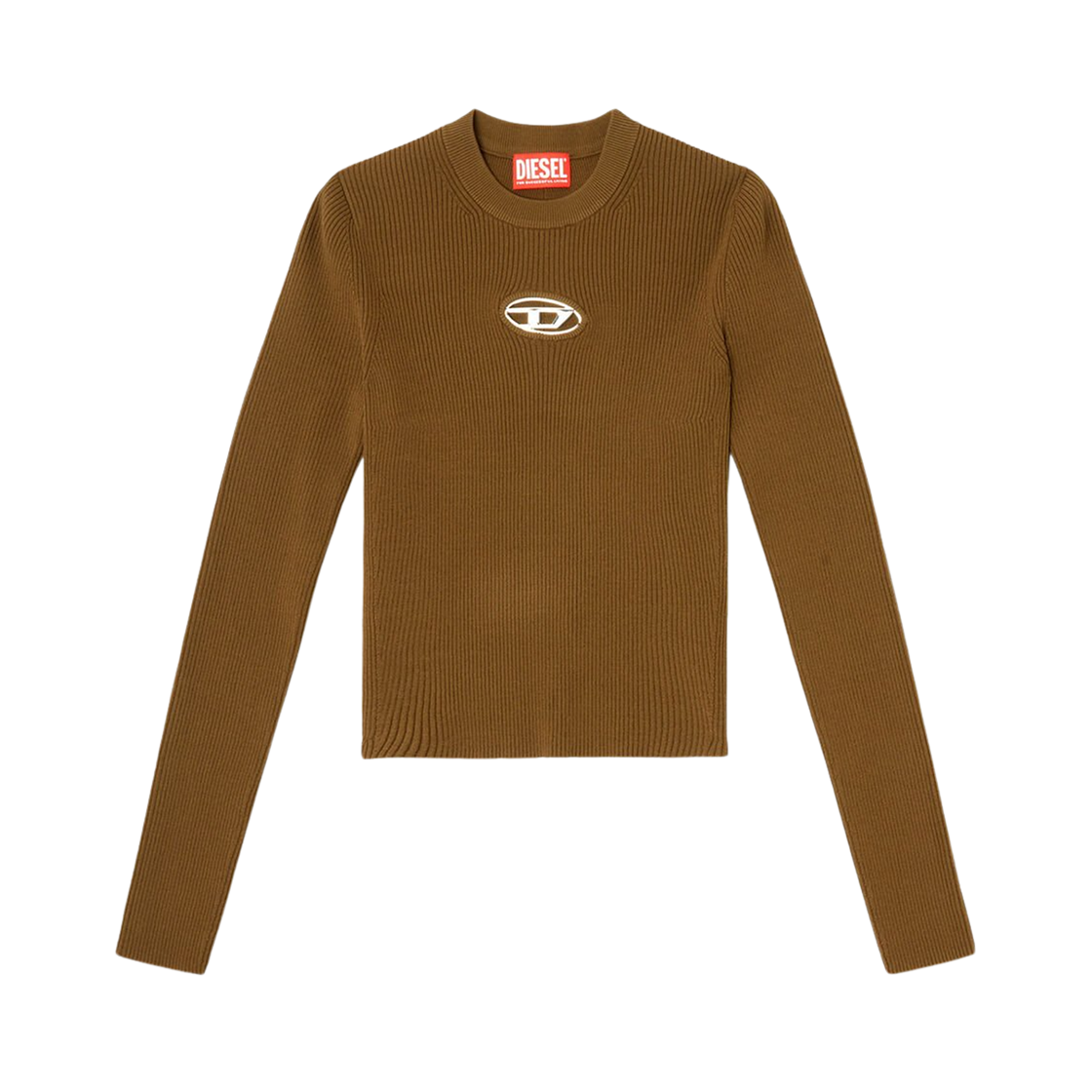 A153280DLA-X5FP (W) Diesel M-Valari Rib-Knit Viscose-Blend Top with Oval D Green