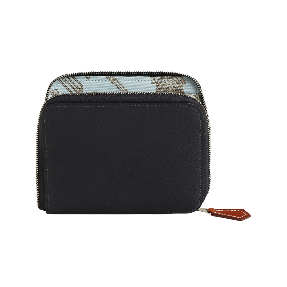 H086387CKAB Hermes Silk'In Compact Wallet Evercolor & Palladium Caban Bleu Brume Taupe