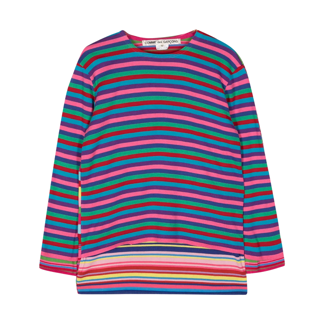 (W) 꼼데가르송 스트라이프 레이어드 니트웨어 멀티컬러((W) Comme des Garcons Striped Layered Knitwear Multicolour)