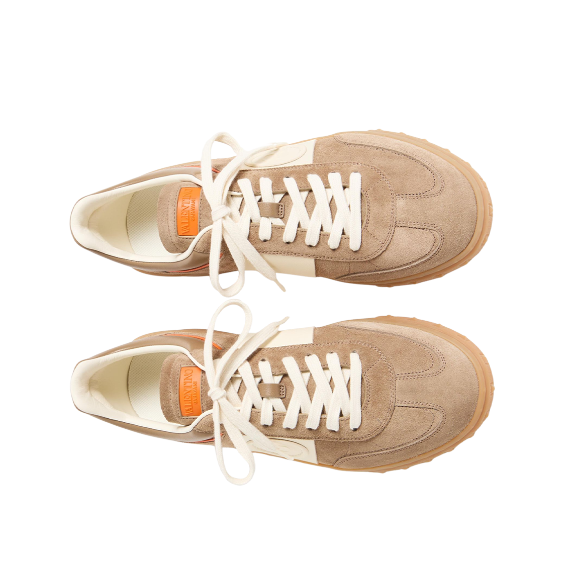 발렌티노 스플릿 레더 카프스킨 나파 레더 업빌리지 로우탑 스니커즈 카키 아이보리(Valentino Upvillage Low-Top Sneakers in Split Leather and Calfskin Nappa Leather Khaki Ivory) - 2