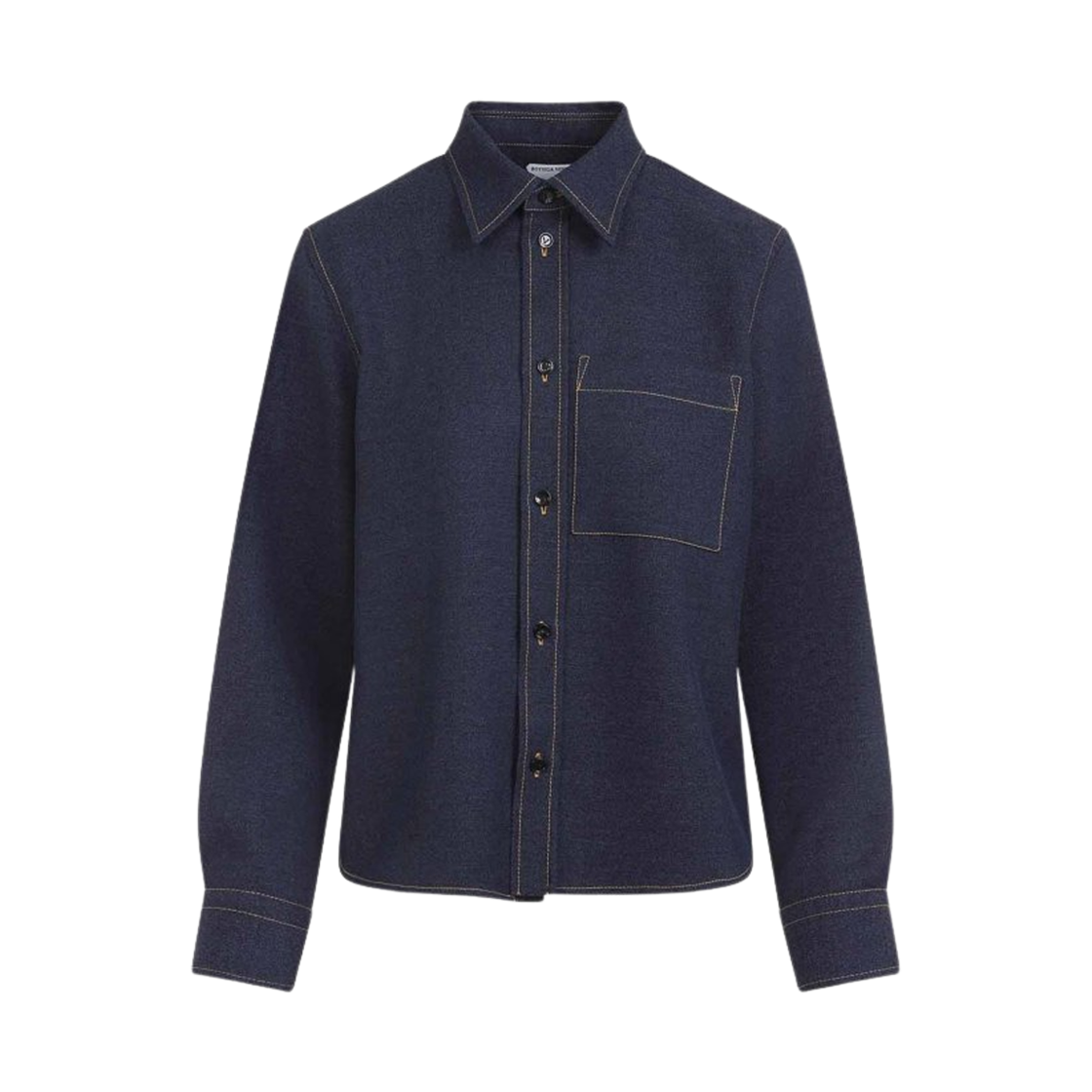 832289V5VQ04023 (W) Bottega Veneta Melange Wool Shirt Dark Indigo