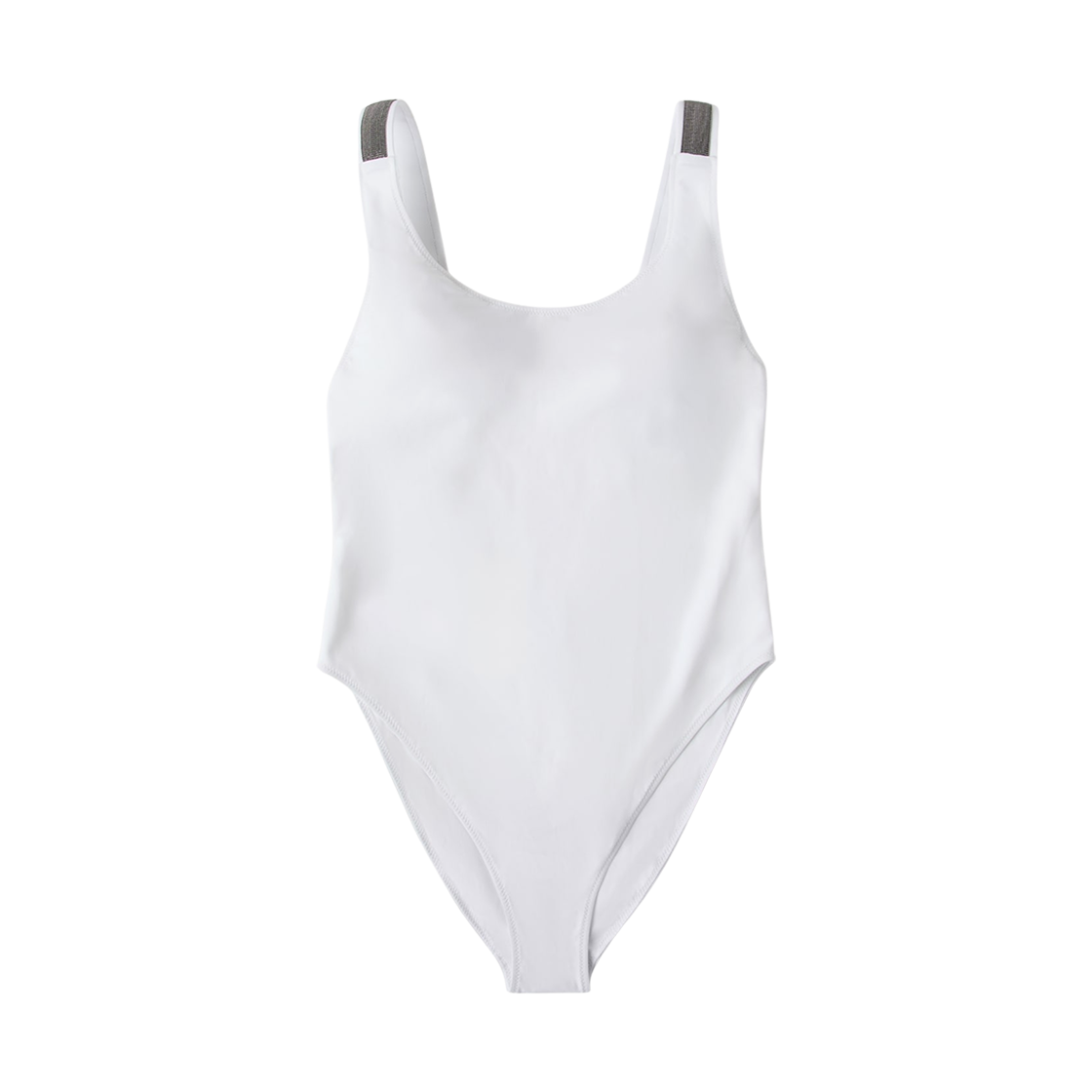 ML902VS699-C001 (W) Brunello Cucinelli Techno Jersey Bathing Suit with Precious Detail White