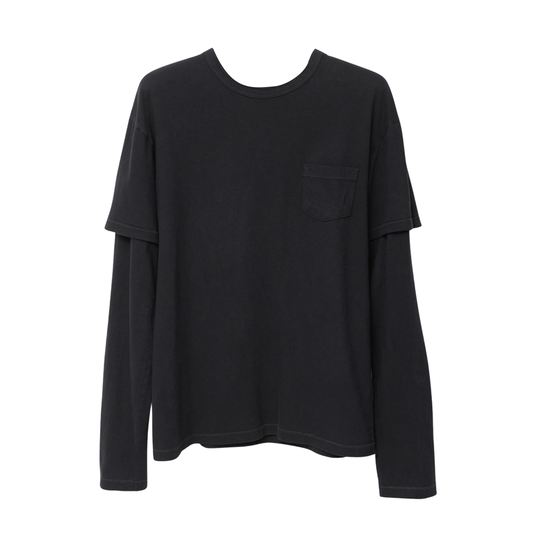 - Hatchingroom Split T-Shirt Over Dyed Black