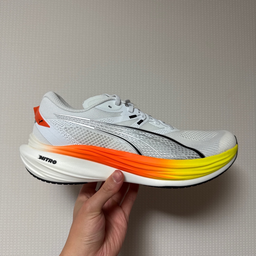 Puma Deviate Nitro 3 Wide White Flame Flicker 착용 스타일