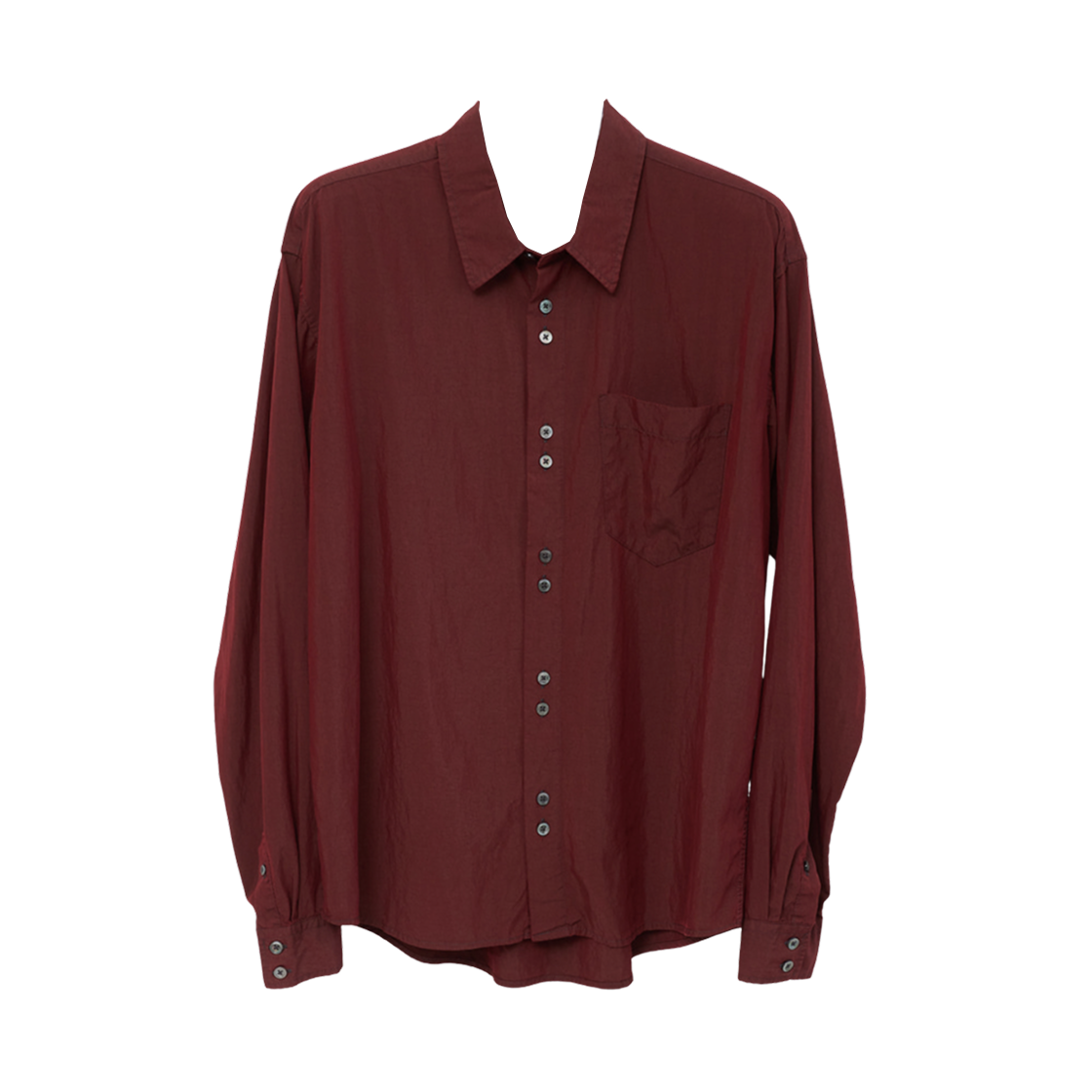 해칭룸 라나 셔츠 오버 다이드 다크 레드(Hatchingroom Rana Shirt Over Dyed Dark Red)