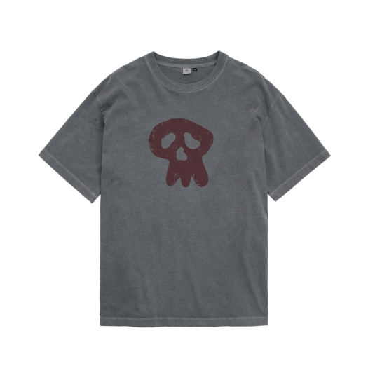 HK5LTS7005A1 Polyteru HANK Sad Skull 1/2 Tee Charcoal
