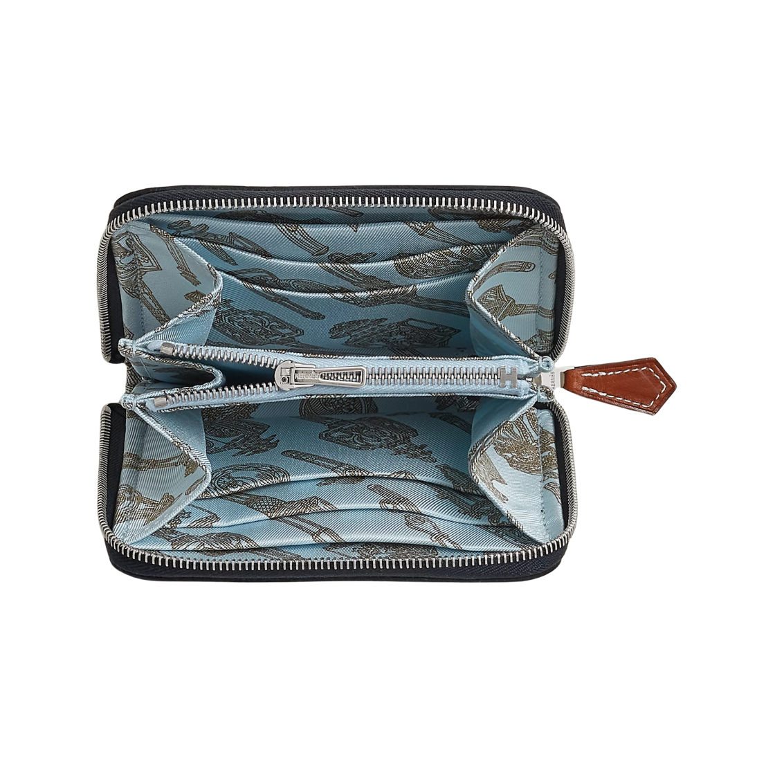 에르메스 실크인 컴팩트 월렛 에버컬러 & 팔라듐 하드웨어 카방 블루 브룸 토프(Hermes Silk'In Compact Wallet Evercolor & Palladium Caban Bleu Brume Taupe) - 2