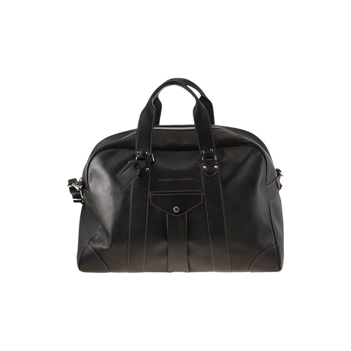 MBZIBU394-C101 Brunello Cucinelli Grained Calfskin Weekender Bag Black