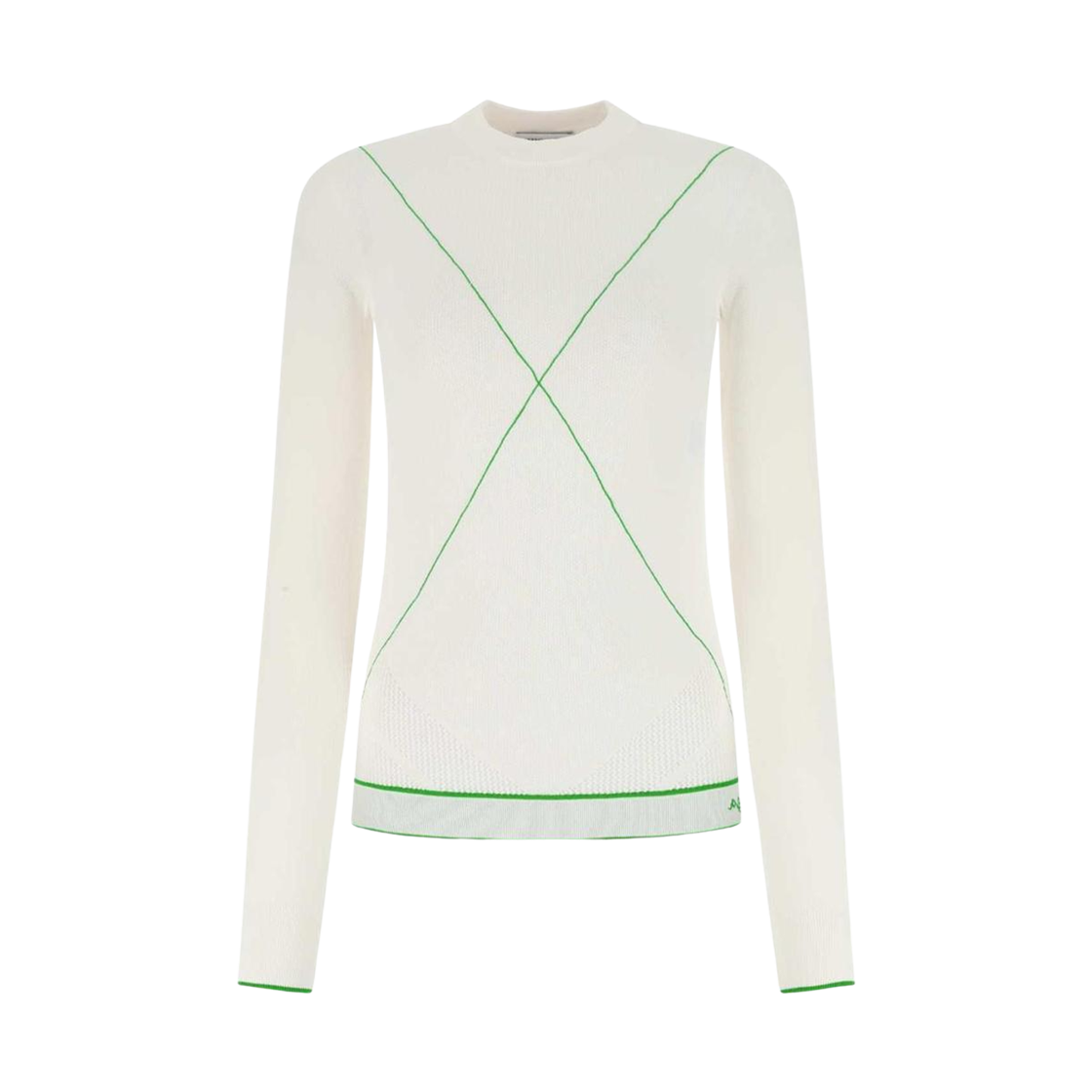 695283V1TW09000 (W) Bottega Veneta Turtleneck Contrast Stitched Jumper White