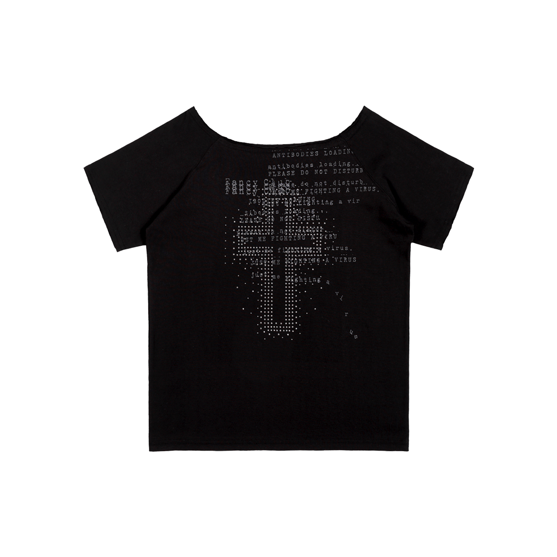 팬시클럽 디바인 크로스 원숄더 티 블랙