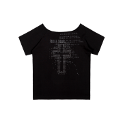 Fancy Club Divine Cross One-Shoulder Tee Black