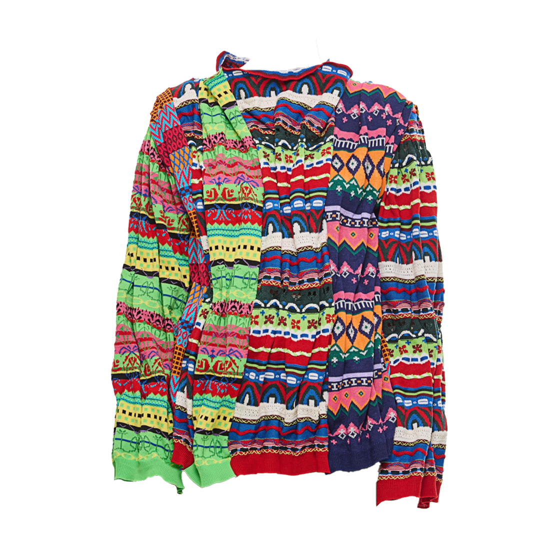 (W) 꼼데가르송 패치 스웨터 멀티컬러((W) Comme des Garcons Patch Sweater Multicolour)