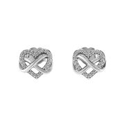 (W) Pandora Sparkling Infinity Heart Stud Earrings Sterling Silver Clear