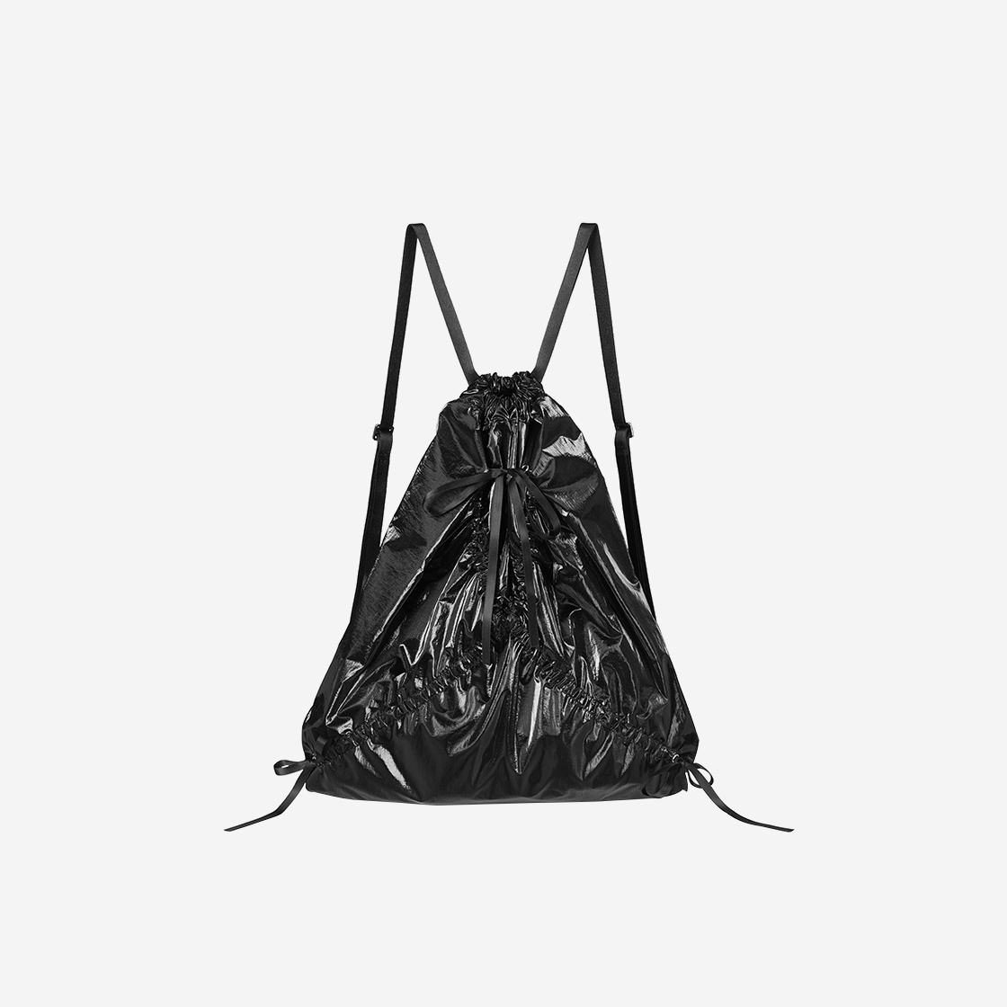 페넥 리본 스트링 백 블랙(Fennec Ribbon String Bag Black)
