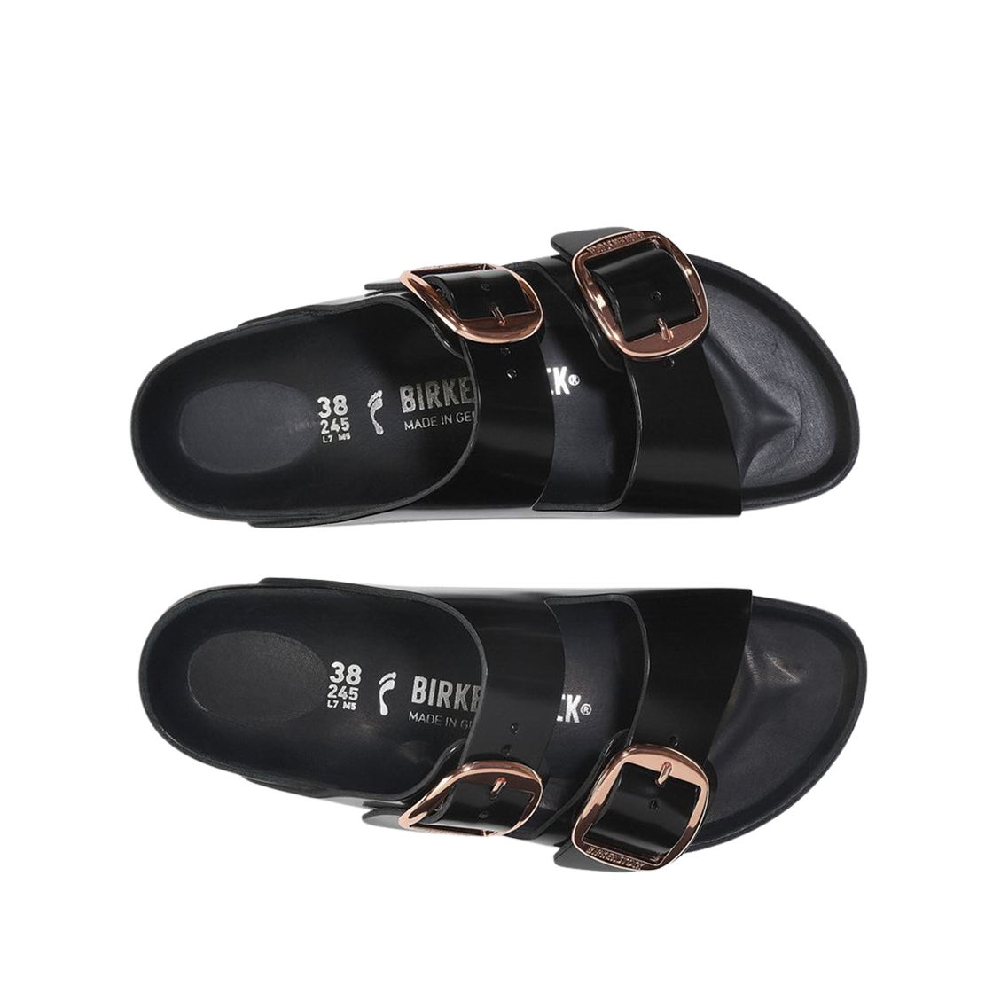 (W) 버켄스탁 아리조나 빅 버클 내츄럴 레더 페이턴트 하이 샤인 블랙 - 내로우((W) Birkenstock Arizona Big Buckle Natural Leather Patent High Shine Black - Narrow) - 2