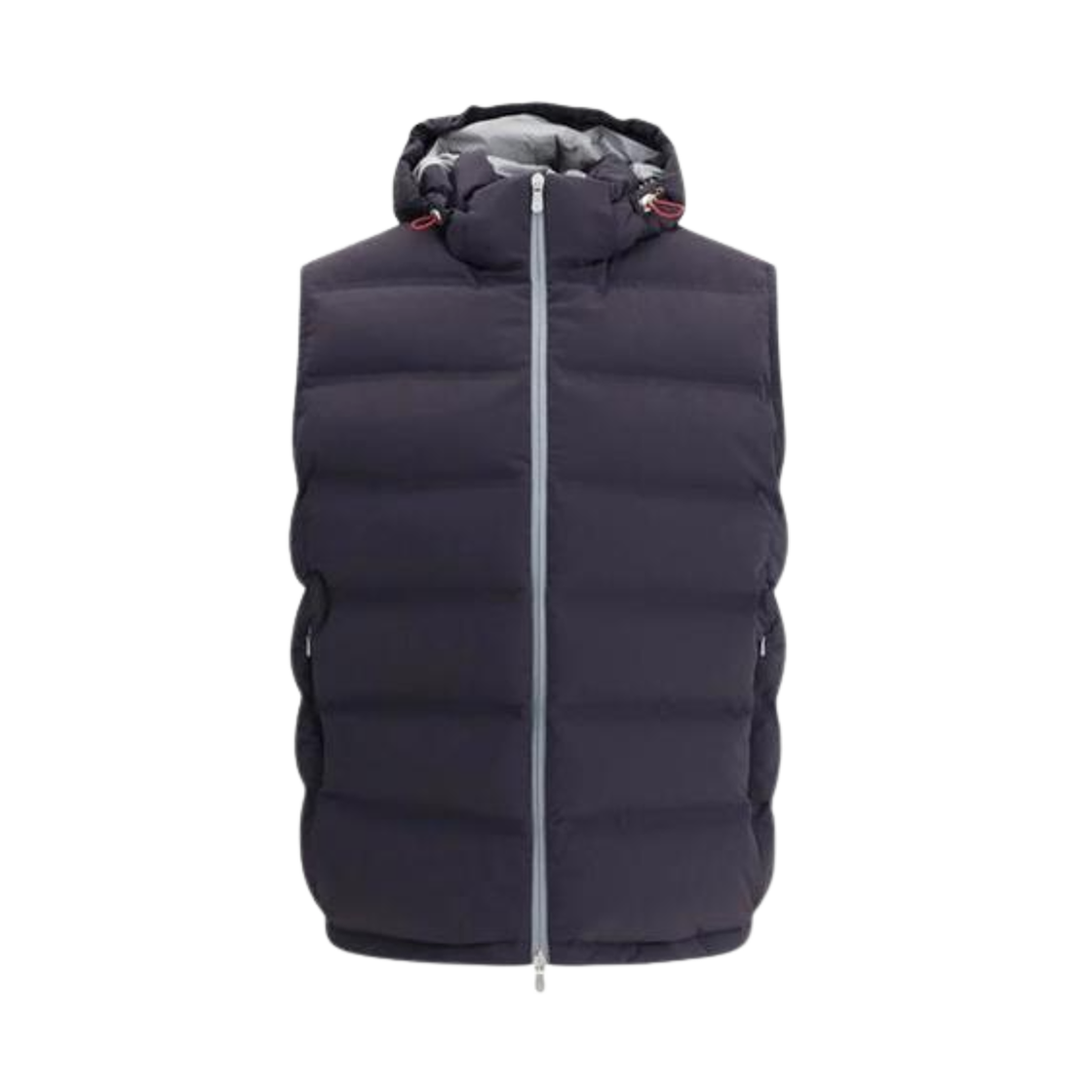MM4911995-CRI58 Brunello Cucinelli Bonded Taffeta Down Vest with Heat-Bonded Seams and Detachable Hood Navy