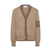 Thom Browne Milano Stitch 4-Bar V-Neck Cardigan Medium Brown