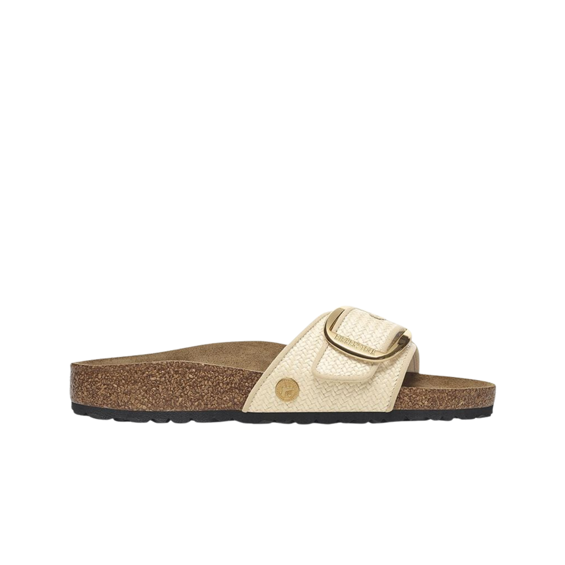 1029035 (W) Birkenstock Madrid Big Buckle Raffia Textile Raffia Natural - Narrow