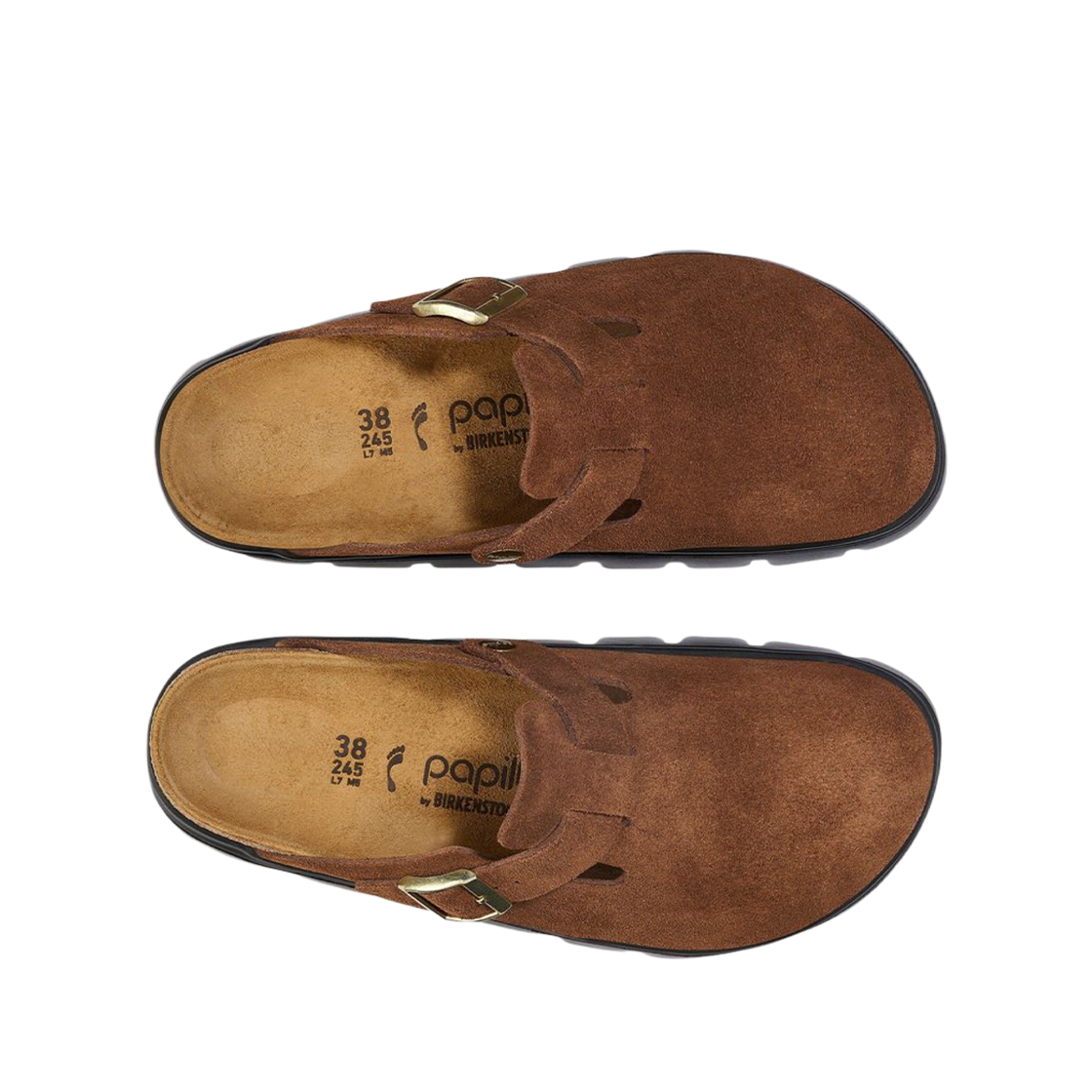 (W) 버켄스탁 보스턴 피필리오 청키 스웨이드 레더 다크 티 블랙 - 내로우((W) Birkenstock Boston PAP Chunky Suede Leather Dark Tea Black - Narrow) - 2