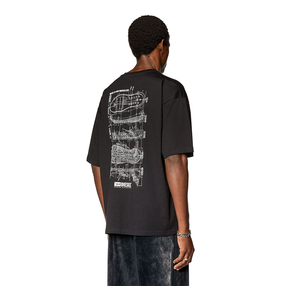 Diesel Camiseta Manga Corta Para Hombre T-Boxt-N2 T-Shirt Black 착용 스타일 - 2
