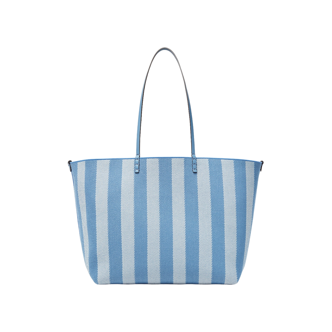 8BH425AUPJF1SKL Fendi Roll Large Pequin Striped FF Fabric Reversible Shopper Bag Blue