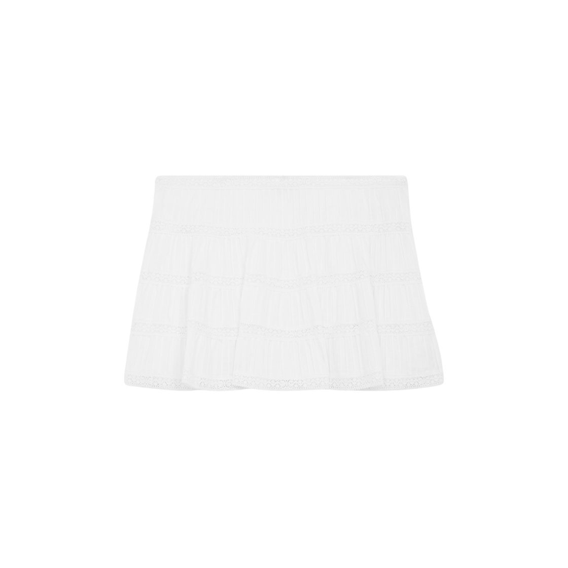 RJ000658R-01BC (W) Celine Mini Skirt with Embroidered Trims in Batiste Cotton White