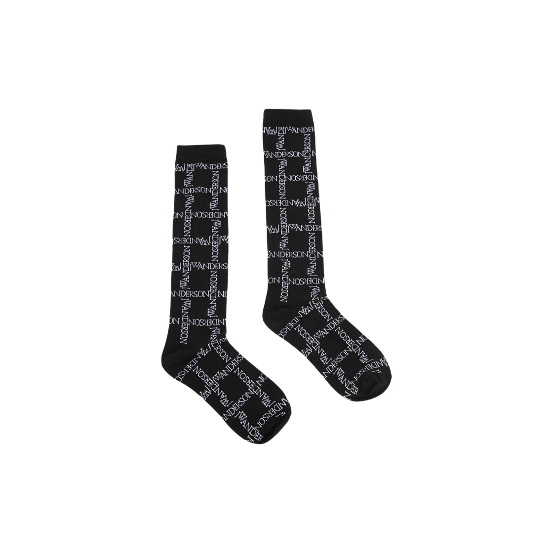 KW0589YN0180901 JW Anderson Long Socks with Logo Grid Black White