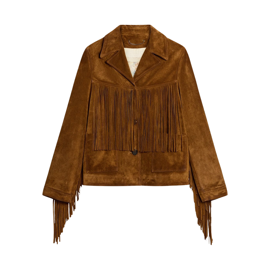 GWP02368-P002160-55678 (W) Golden Goose Suede Jacket with Fringes Tobacco