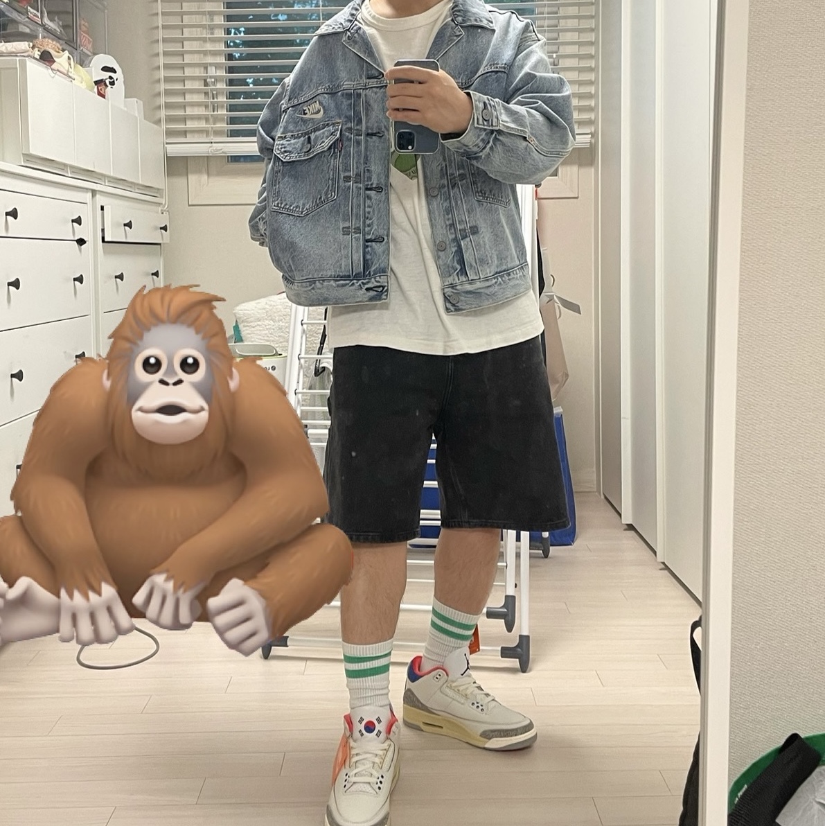Jordan 3 Retro Seoul 2.0, Levi's x Nike Trucker Jacket Light Blue 착용 스타일