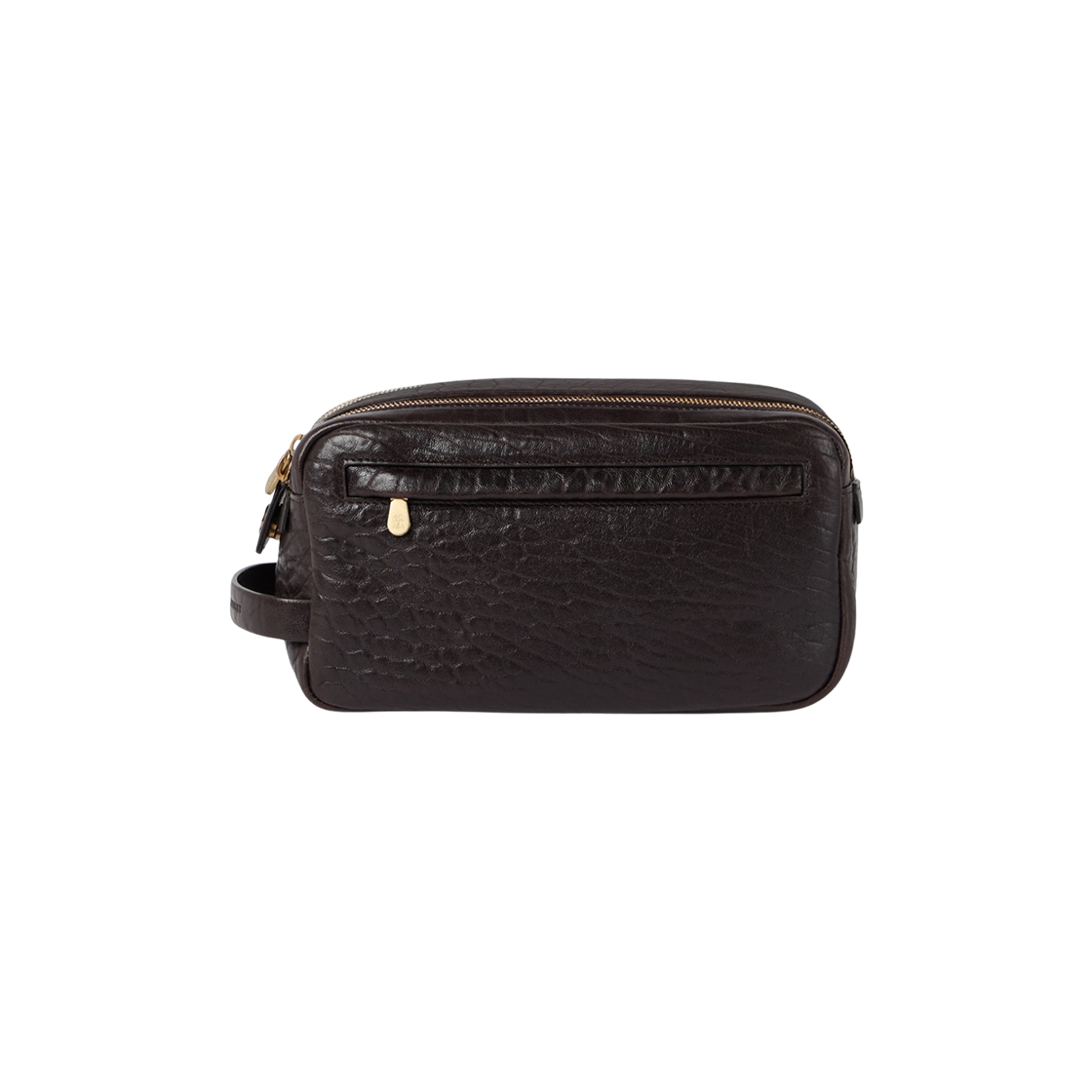 MWEHBU334-C4214 Brunello Cucinelli Textured Grain Leather Beauty Case with Double Zipper Brown