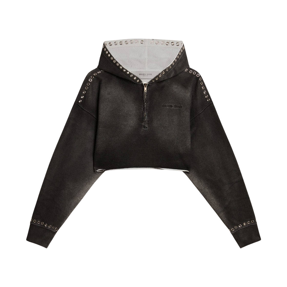 (W) 골든구스 어 리브드 인 이펙트 크롭 스웨트셔츠 그레이((W) Golden Goose Cropped Sweatshirt with A Lived In Effect Grey)