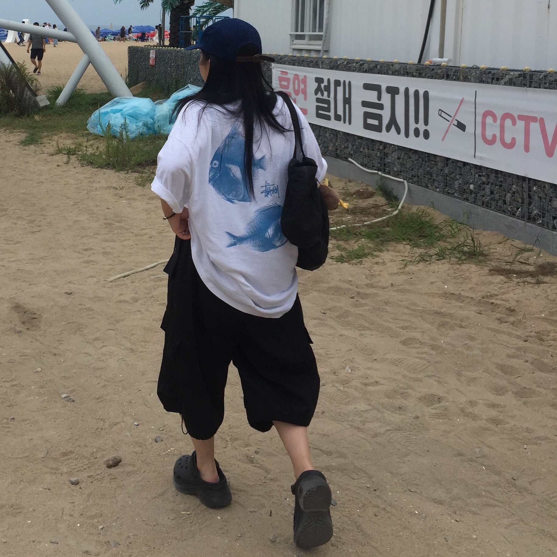 Supreme Washed Chino Twill Camp Cap Indigo - 25SS, Stussy X-Ray Fishin T-shirt White 착용 스타일 - 1