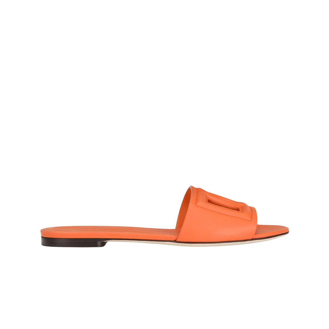 CQ0436AY32980244 (W) Dolce & Gabbana Calfskin Slides with DG Logo Orange