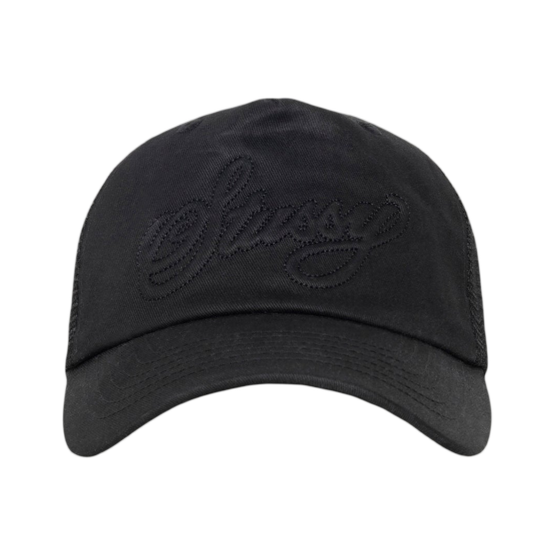 1311189 Stussy Cursive Stitch Snapback Trucker Black