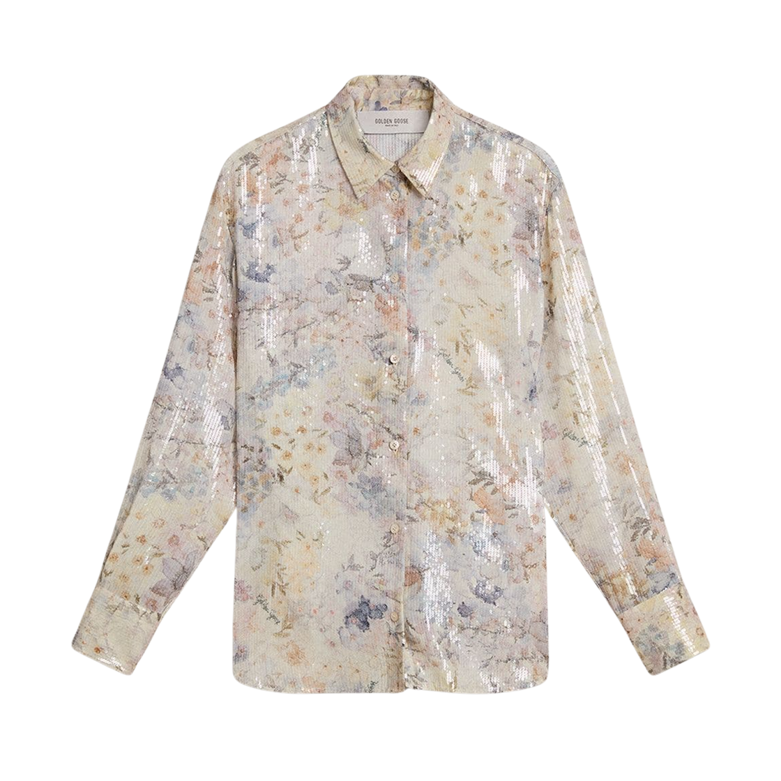 (W) 골든구스 플로럴 시퀸 프린트 셔츠 멀티컬러((W) Golden Goose Shirt with Floral Sequin Print Multicolor)