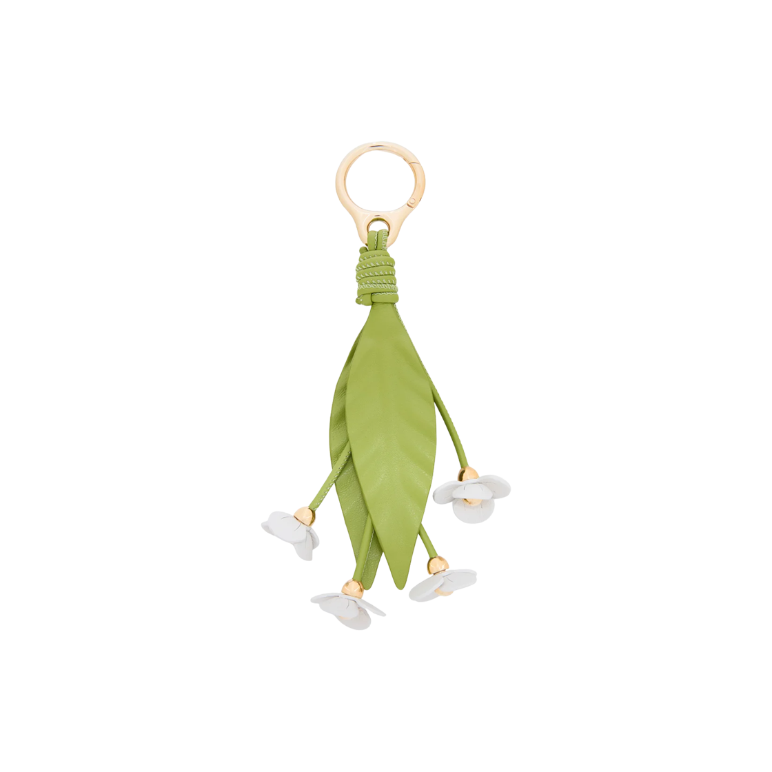 로에베 클래식 카프스킨 스트로베리 플라워 참 그린 화이트(Loewe Strawberry Flower Charm in Classic Calfskin Green White)