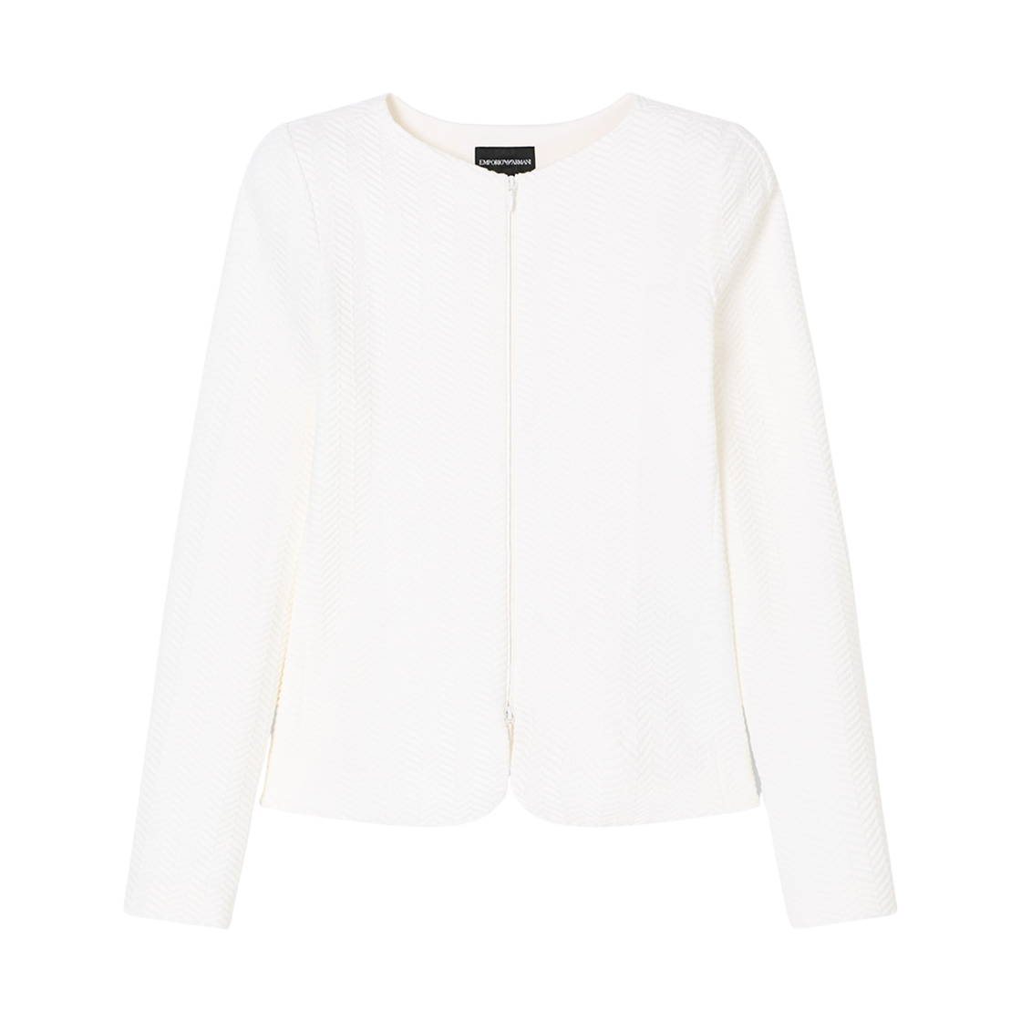 EW001991AF16061U0006 (W) Emporio Armani Chevron Motif Jersey Zip Up Jacket White