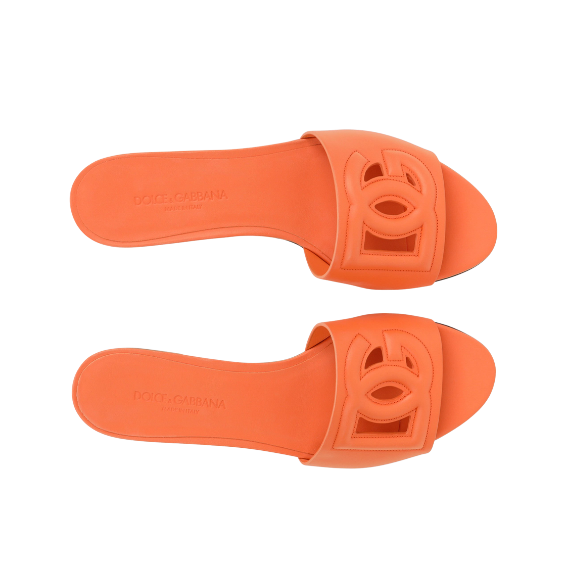 (W) 돌체 앤 가바나 DG 로고 카프스킨 슬라이드 오렌지((W) Dolce & Gabbana Calfskin Slides with DG Logo Orange) - 2