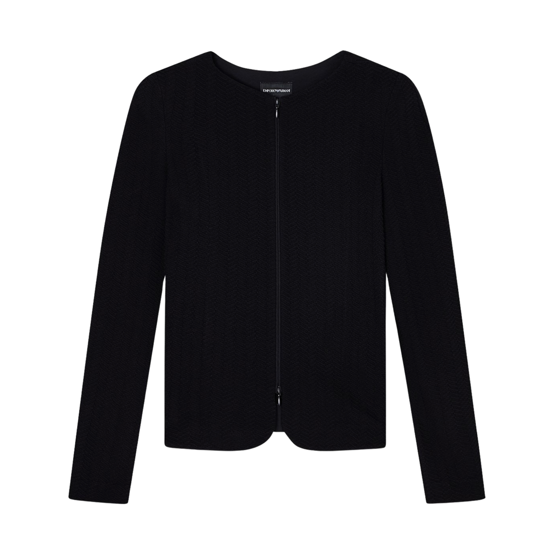 EW001991AF16061UC001 (W) Emporio Armani Chevron Motif Jersey Zip Up Jacket Black