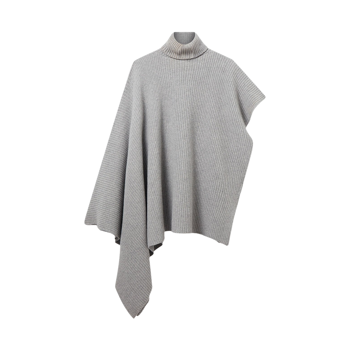 6K10753S25991412 (W) Stella McCartney Knit Asymmetric Turtleneck Poncho Grey Melange
