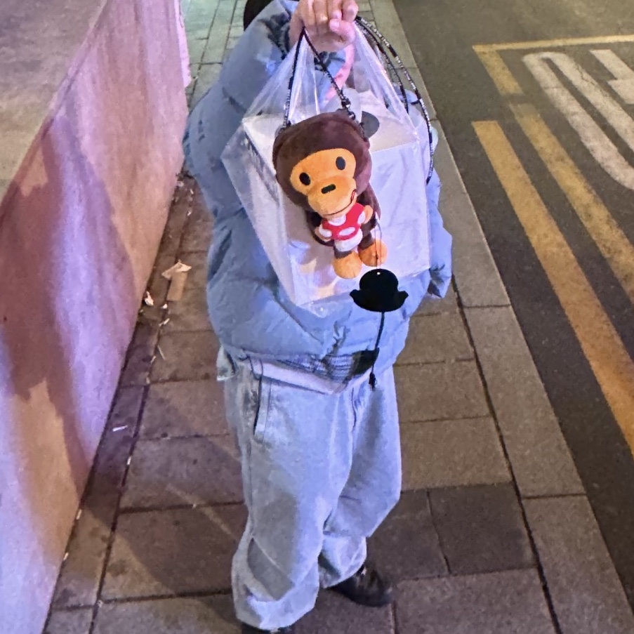BAPE Baby Milo Plush Mobile Bag Brown 착용 스타일 - 7