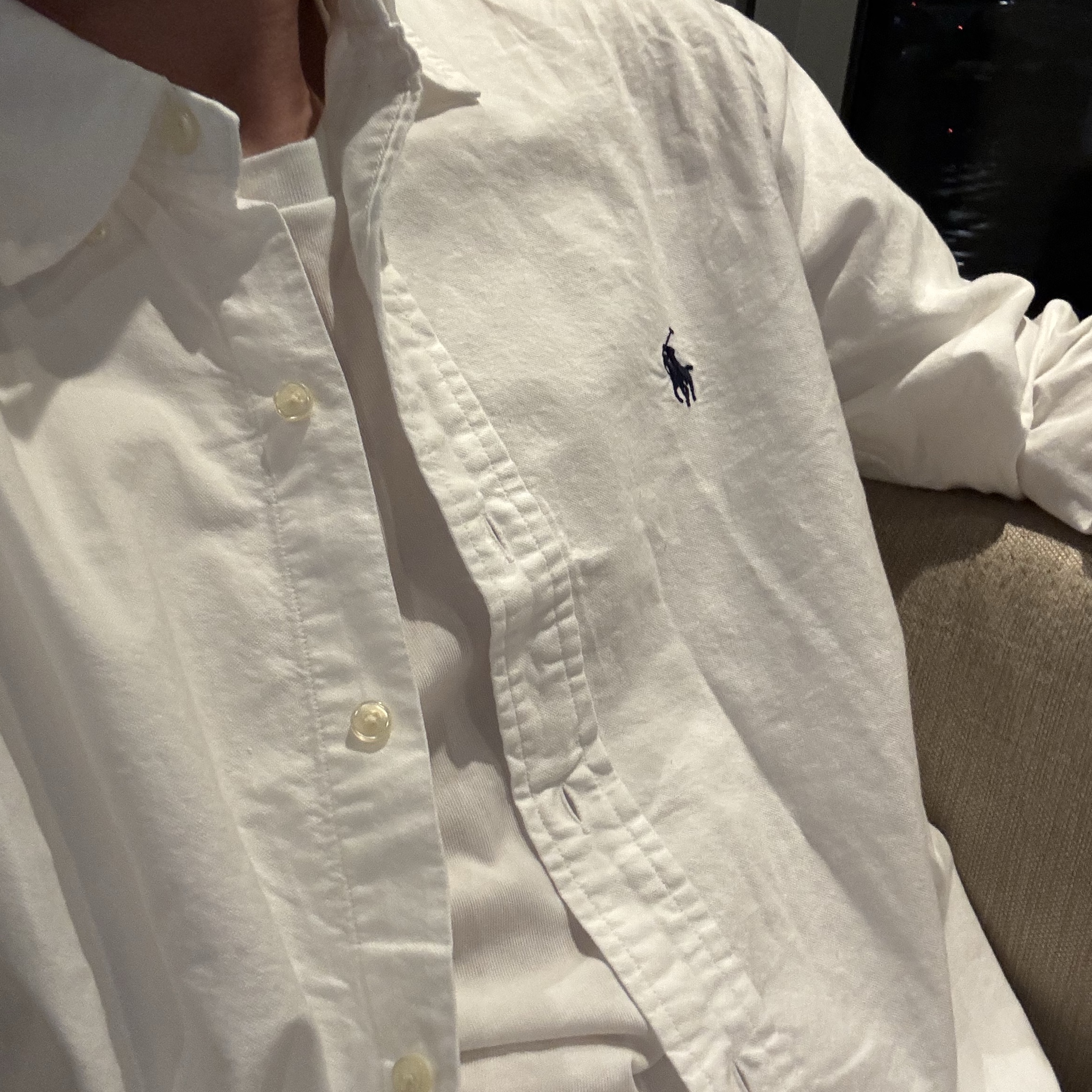 [30% 적립] Polo Ralph Lauren Classic Fit Garment Dyed Oxford Shirt White 착용 스타일